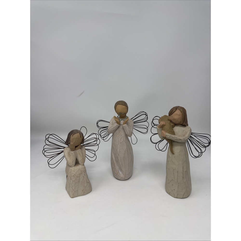 Vtg Lot Of 3 Willow Tree Demdaco Susan Lordi Angel Figurines